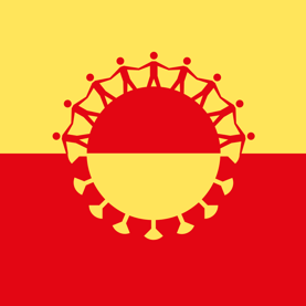 Illustrasjon av barn som holder hender og virus