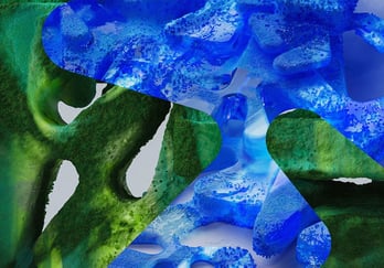 Bildet viser en abstrakt collage satt sammen av Forskningsrådets visuelle profil