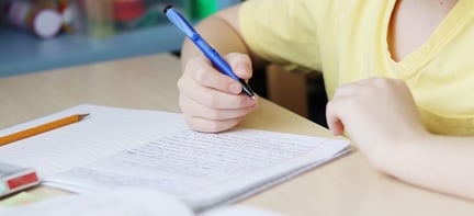 Person som sitter og skriver i en  bok