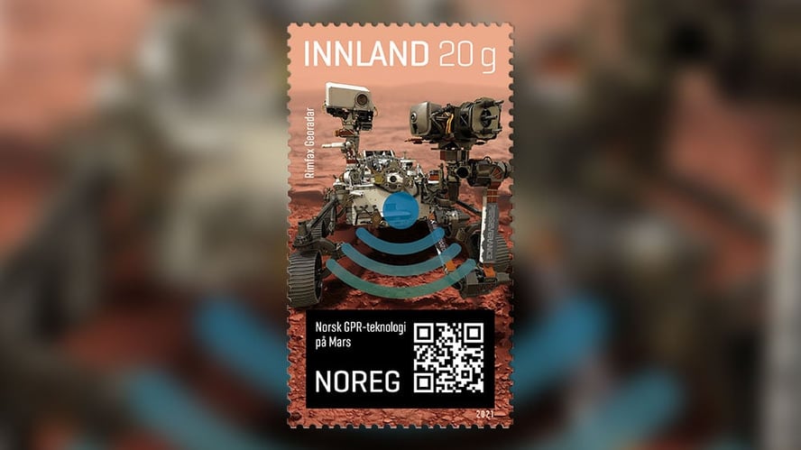 Frimerke for Rimfax Georadar, norsk GPR-teknologi på mars